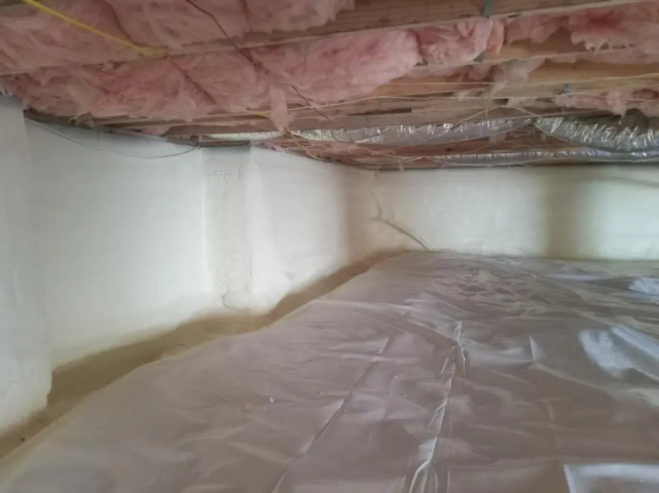 Crawl space encapsulation with closed-cell spray foam for Roof Leak Repair in Milton